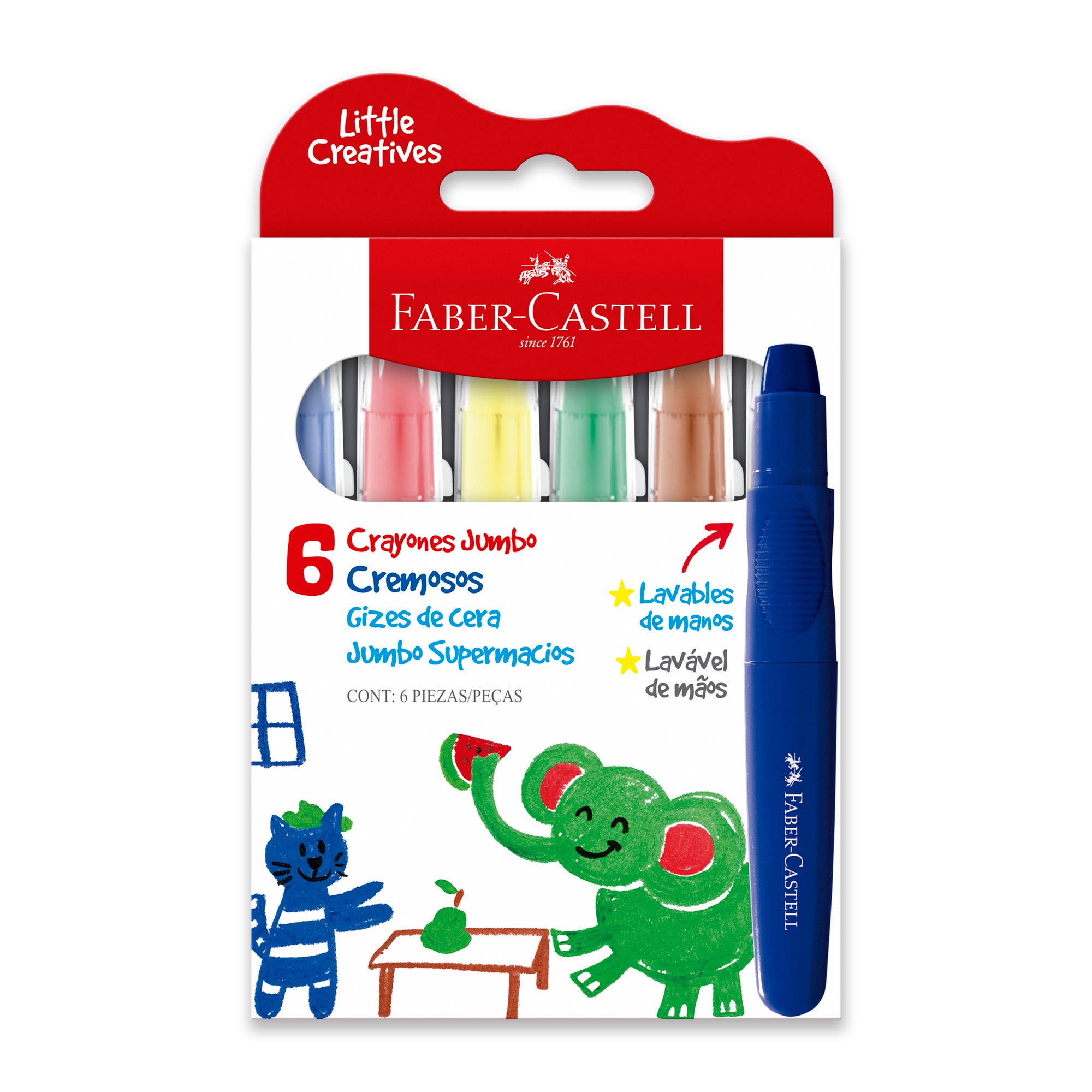 Crayones Jumbo Básicos Little Creatives Faber-Castell x6 und