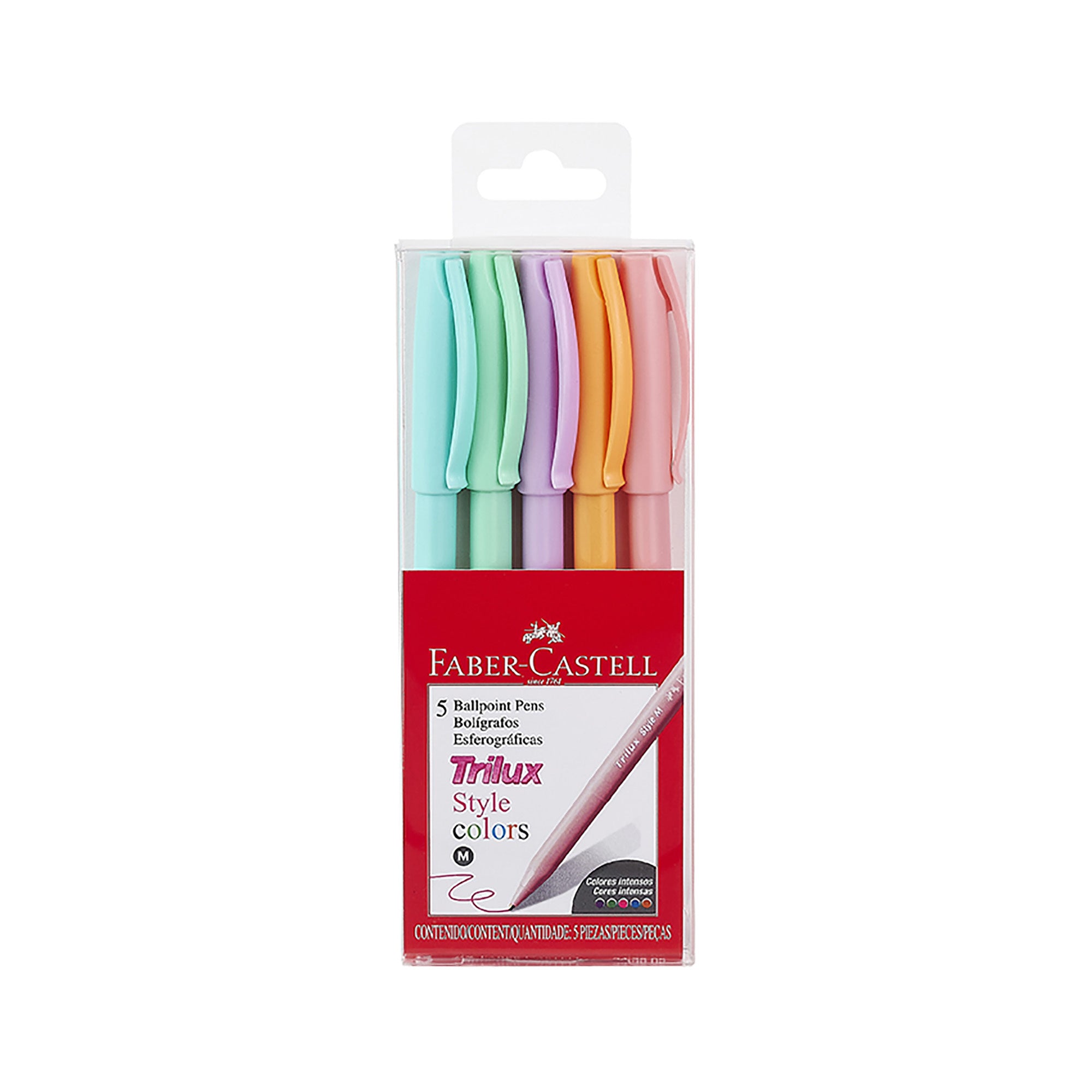 Bolígrafo Trilux 032 M Faber-Castell x5 Colores Pastel
