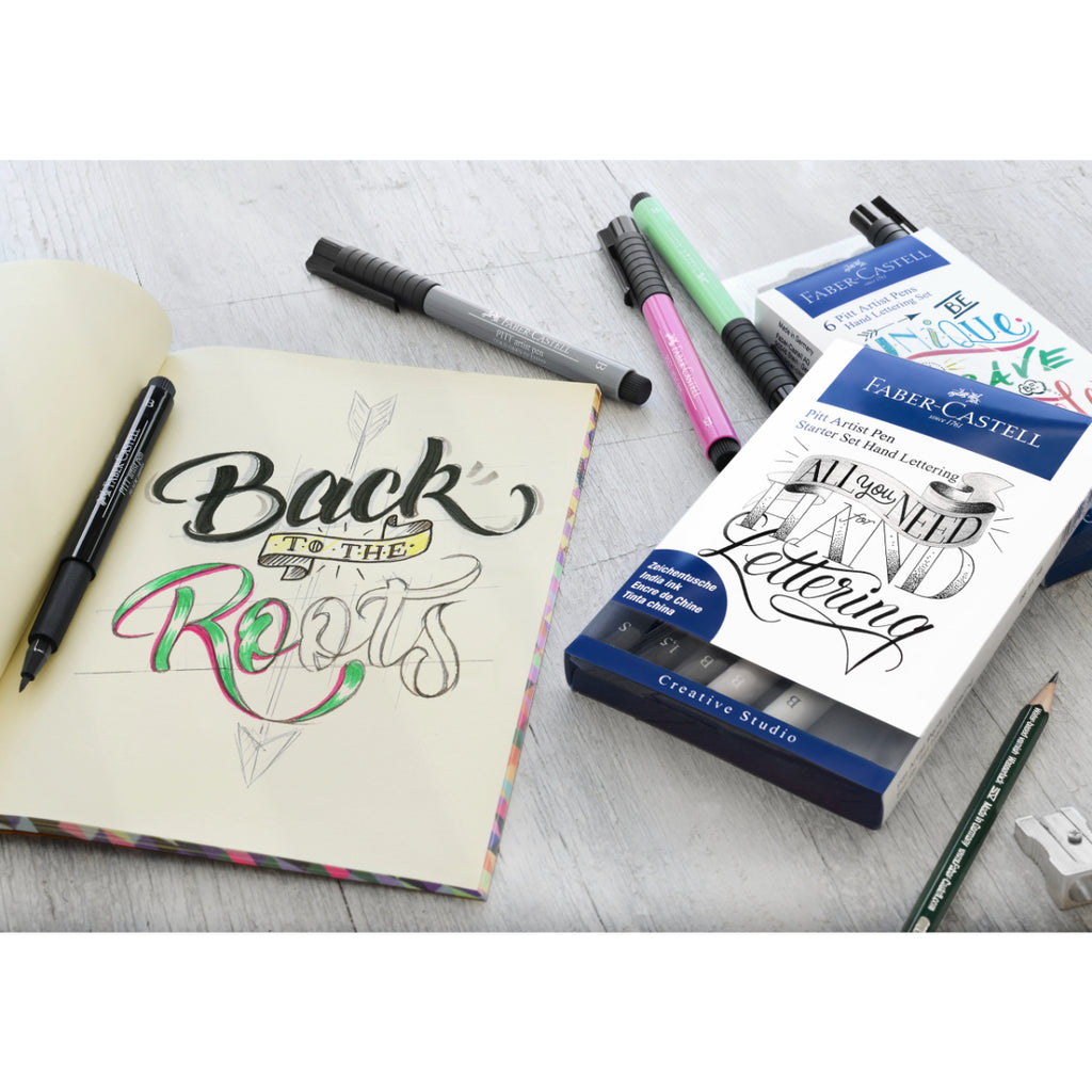 Marcador Lettering Tonos Negros Faber-Castell x8 uds.