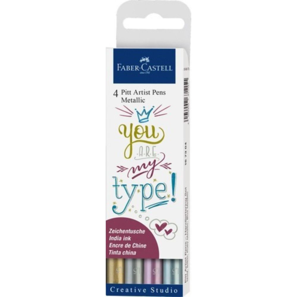 Marcador Lettering Tonos Metalicos Faber-Castell x4 Colores