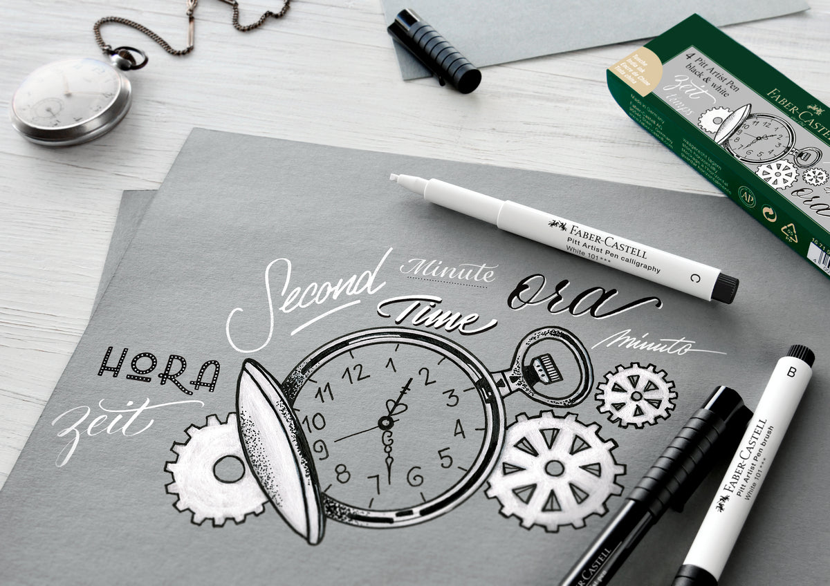 Marcador Pitt Artist Negro & Blanco Faber-Castell x4 uds.