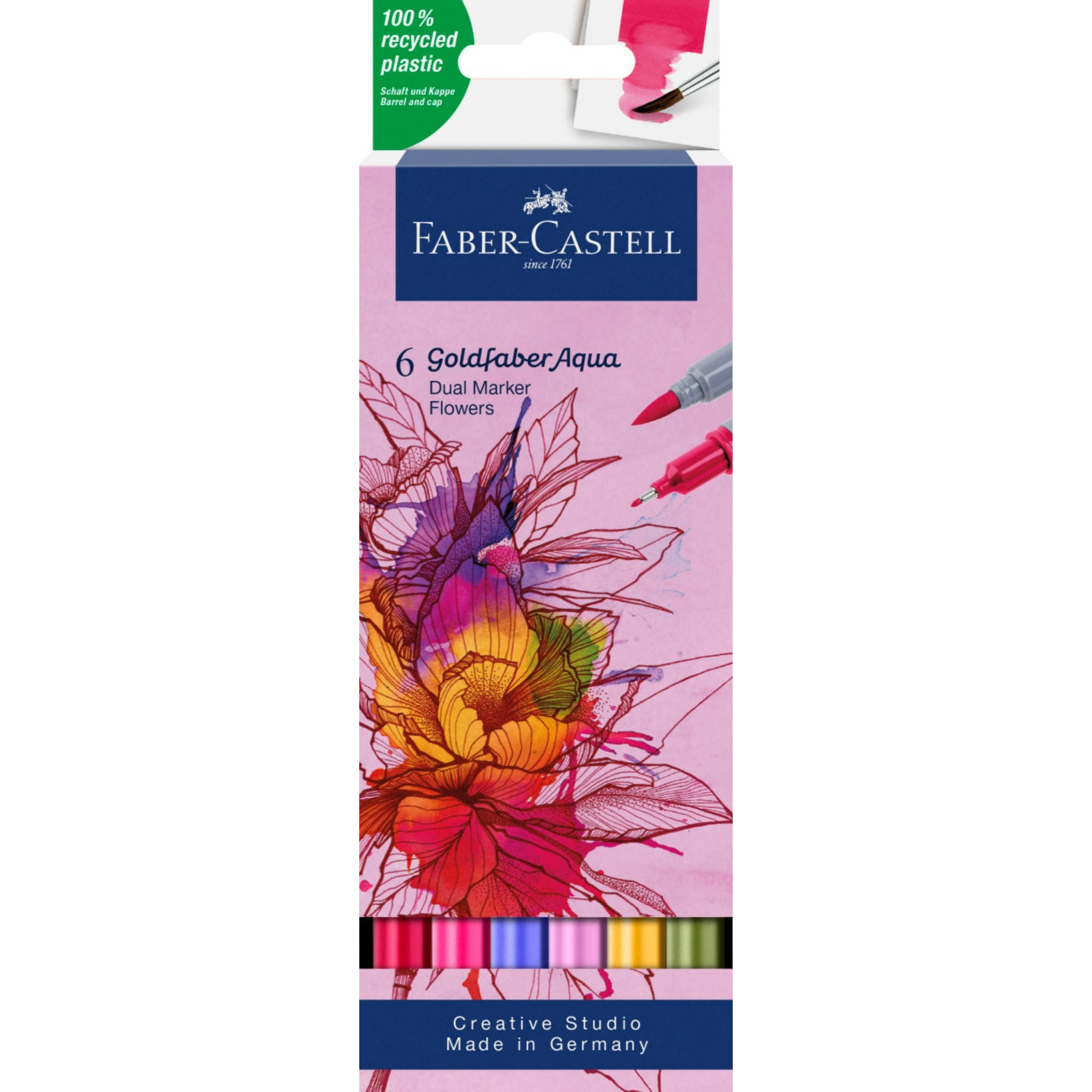 Marcador Dual Goldfaber Aqua Faber-Castell x6 Colores Flores