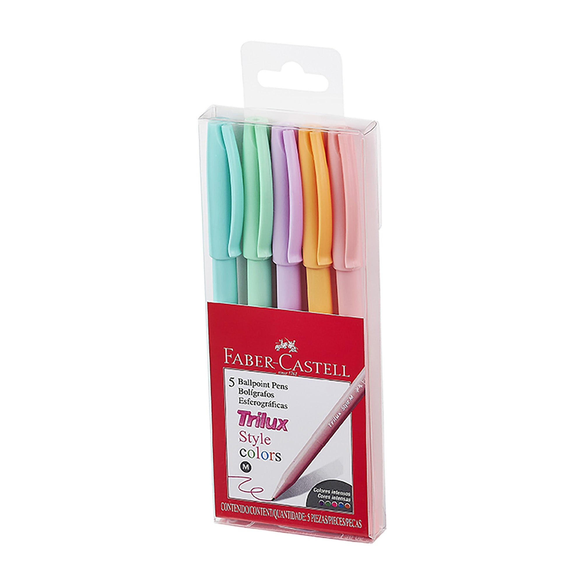 Bolígrafo Trilux 032 M Faber-Castell x5 Colores Pastel