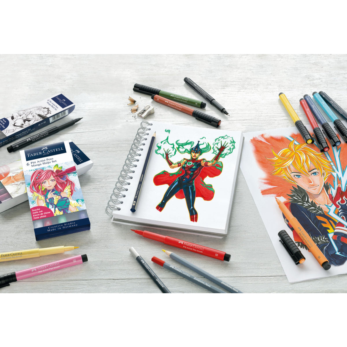 Marcador Pitt ArtistPen Manga Kaoiro Faber-Castell 6 Colores