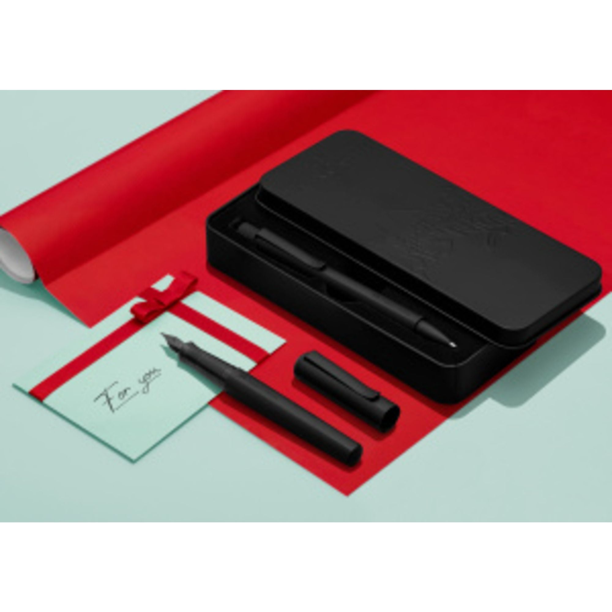 Set Pluma M + Bolígrafo Hexo Faber-Castell Negro Mate