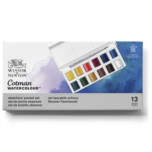Set Acuarelas Cotman Winsor & Newton 12 Medio Godet + Pincel
