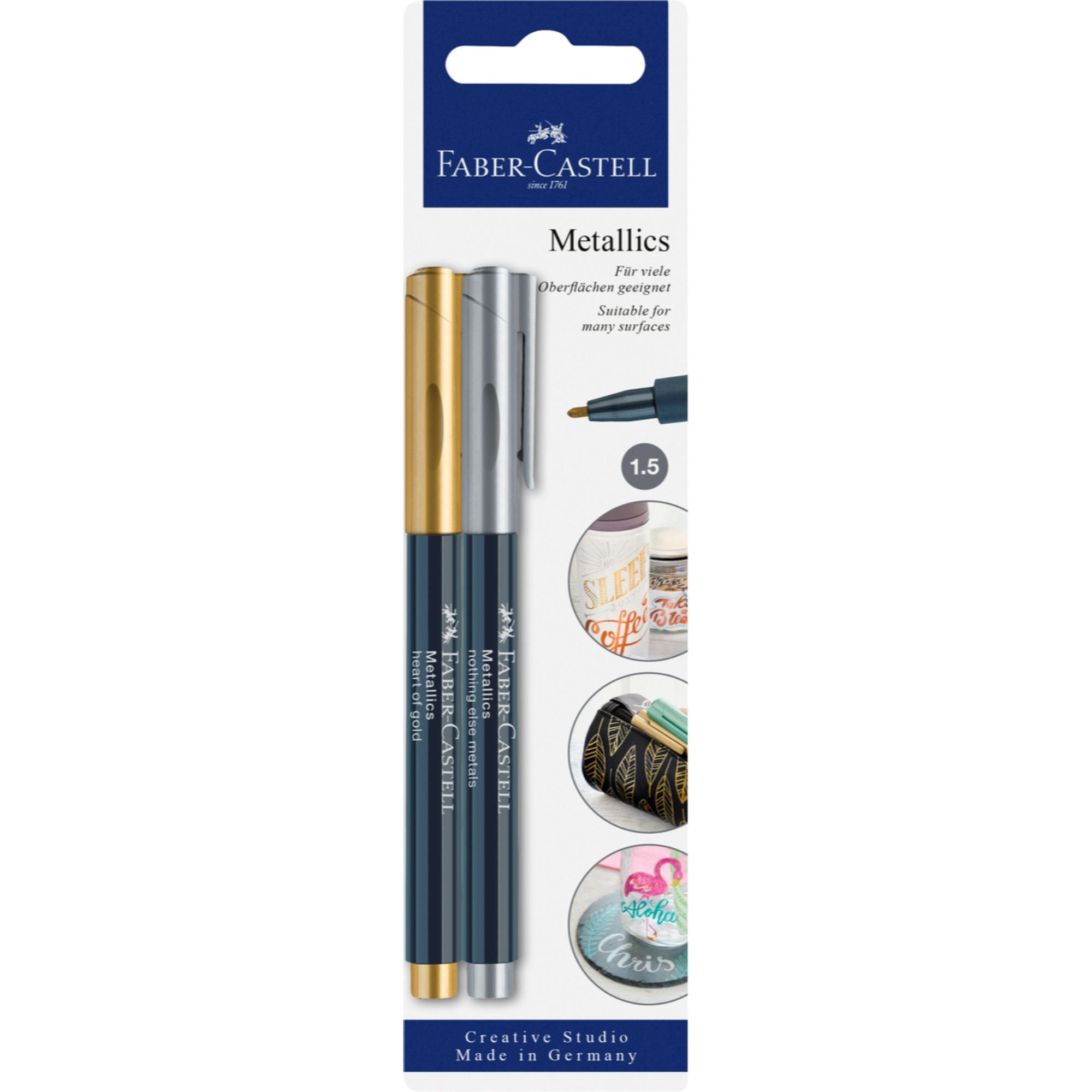 Marcadores Metalicos Faber-Castell x2 Colores Dorado/Plata