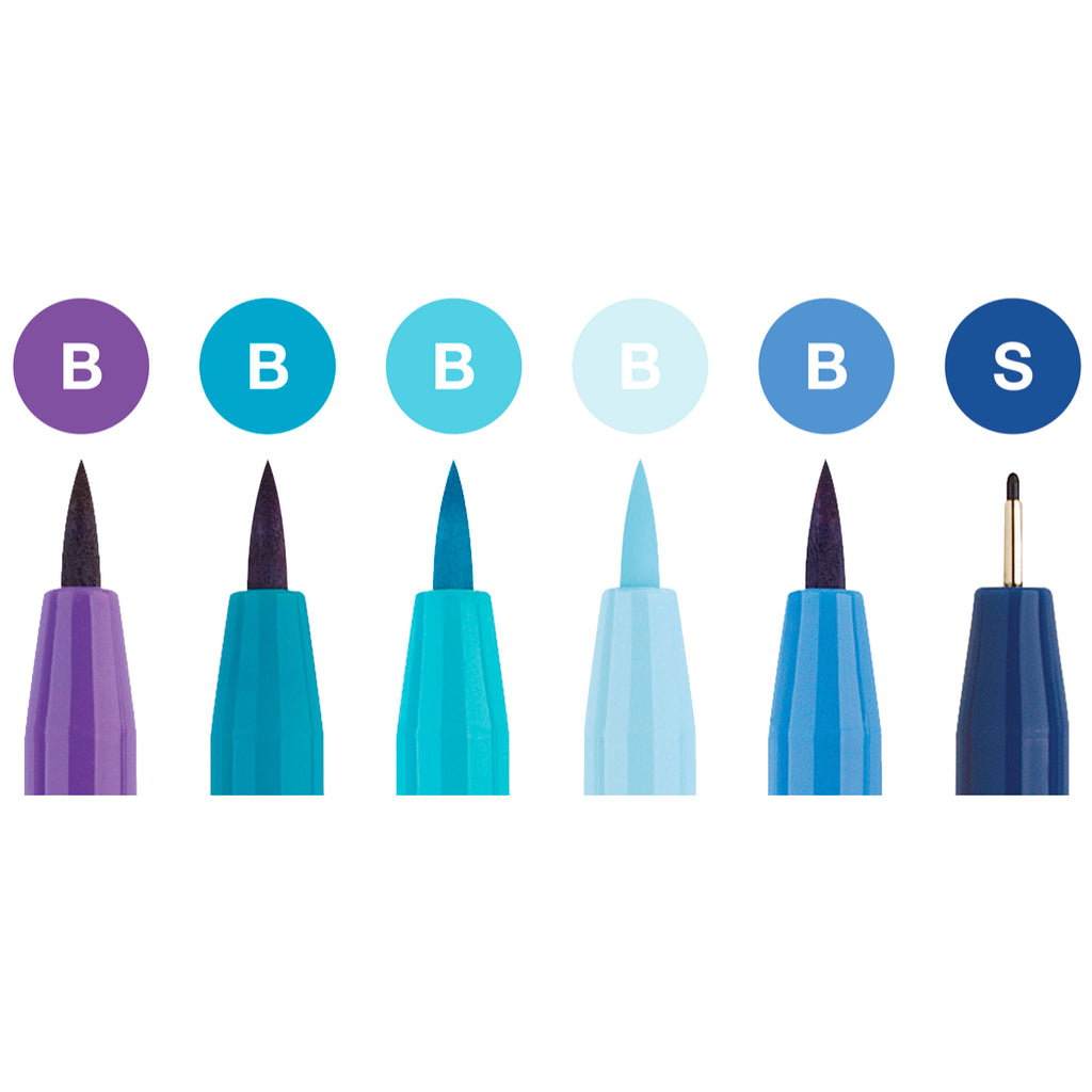 Marcador Lettering Tonos Azules Faber-Castell x6 uds.