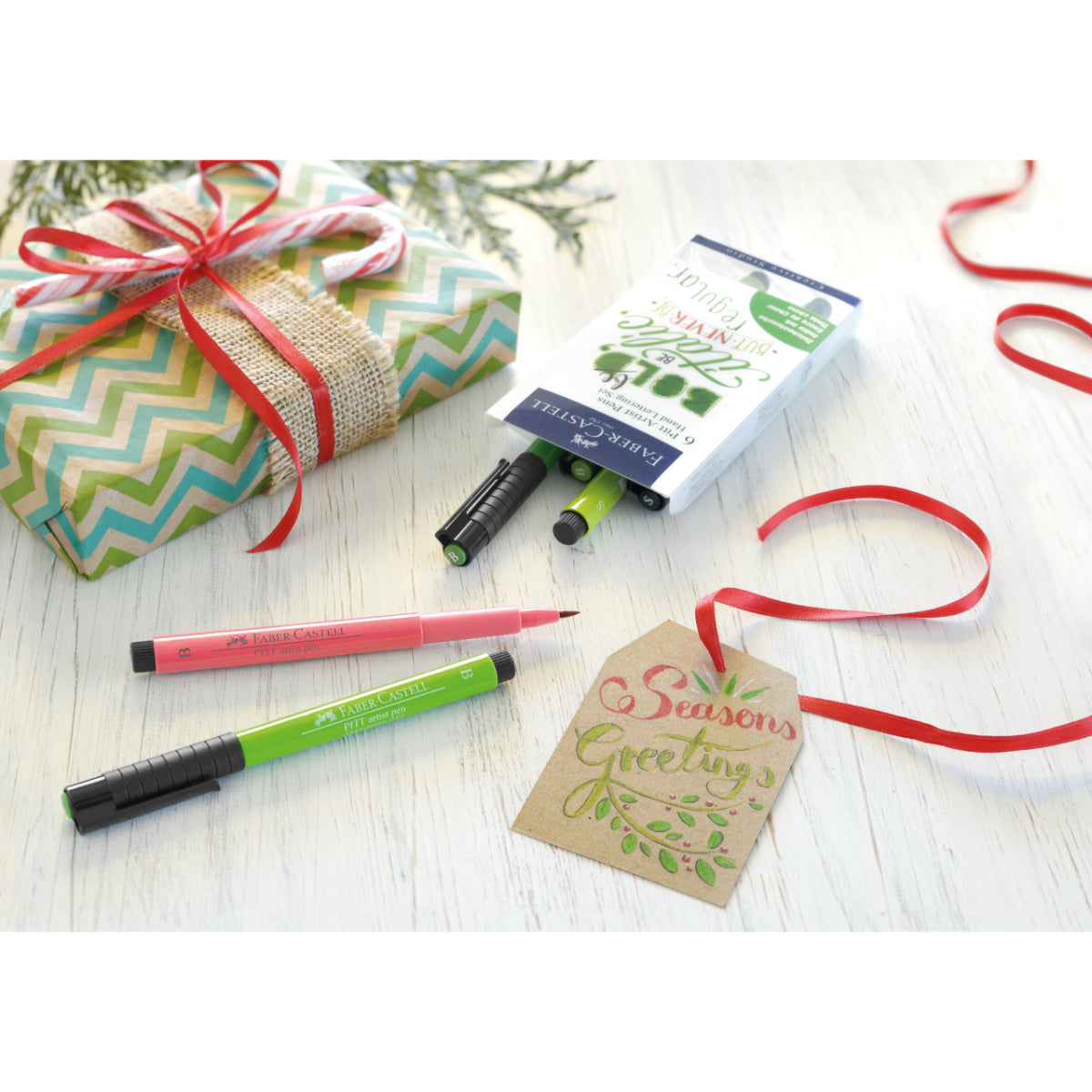 Marcador Lettering Tonos Verdes Faber-Castell x6 uds.