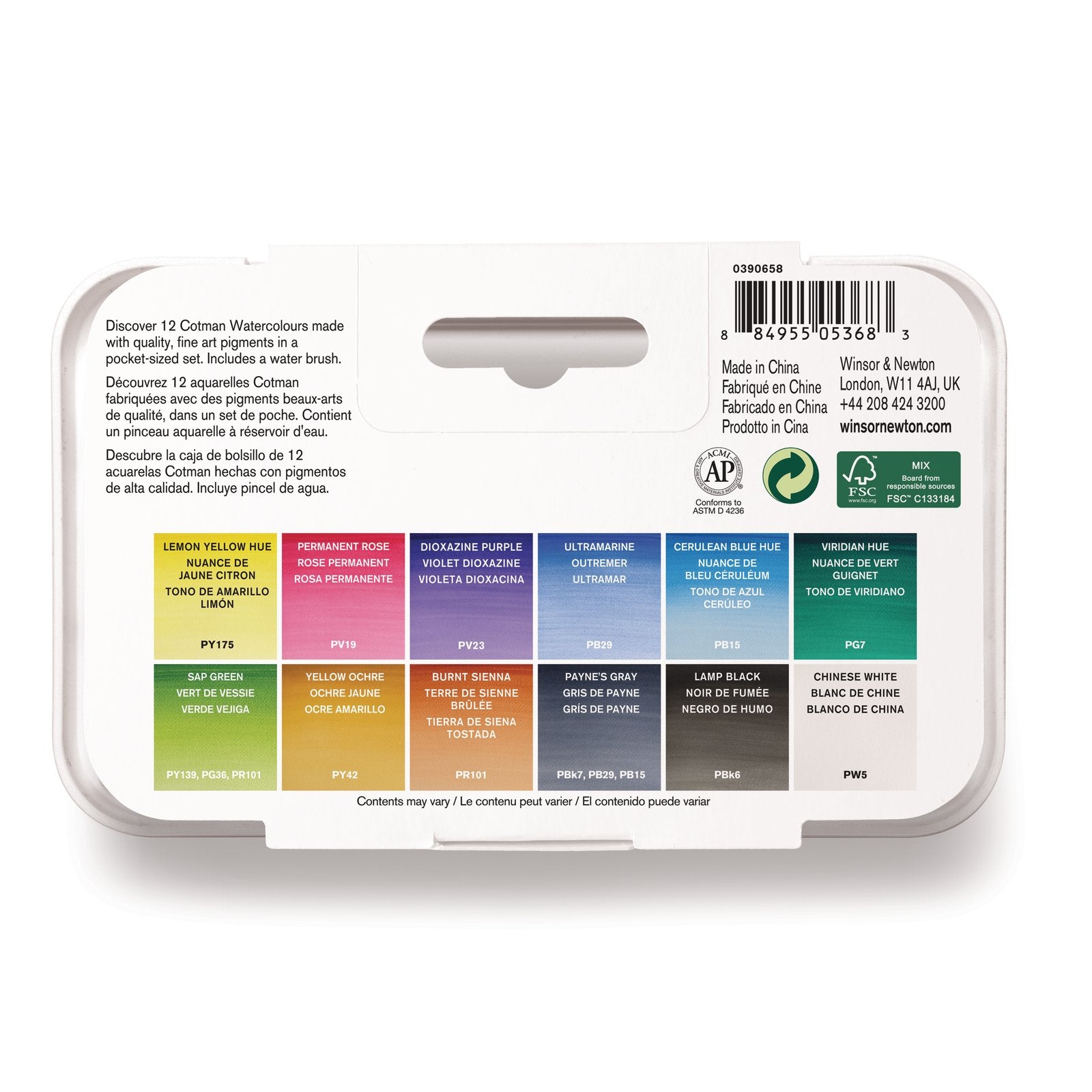 Acuarela Cotman Winsor & Newton Set 12 Colores + Pincel