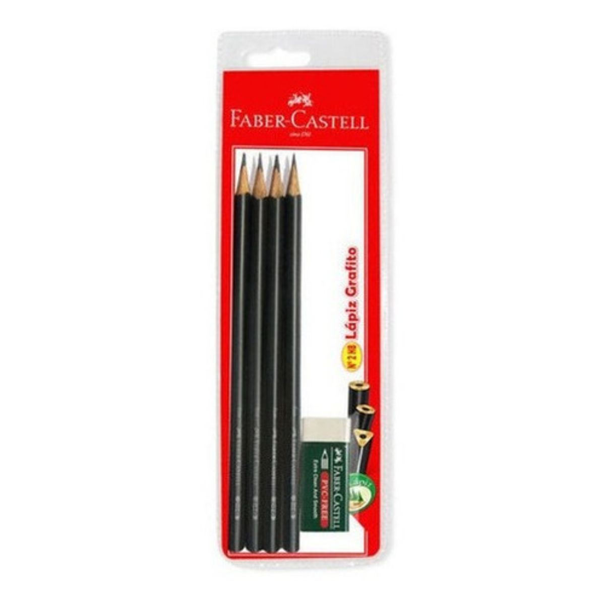 Lápices Grafito Faber-Castell x3 uds. + Goma de Borrar