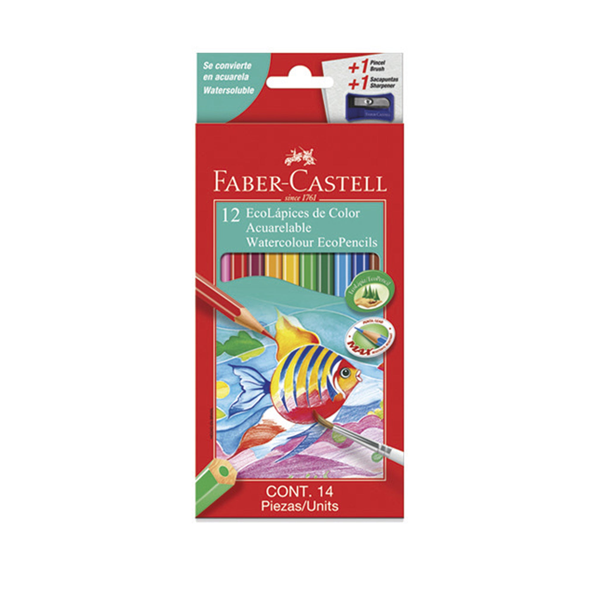Lápices Acuarela Faber-Castell x12 + Sacapunta + Pincel