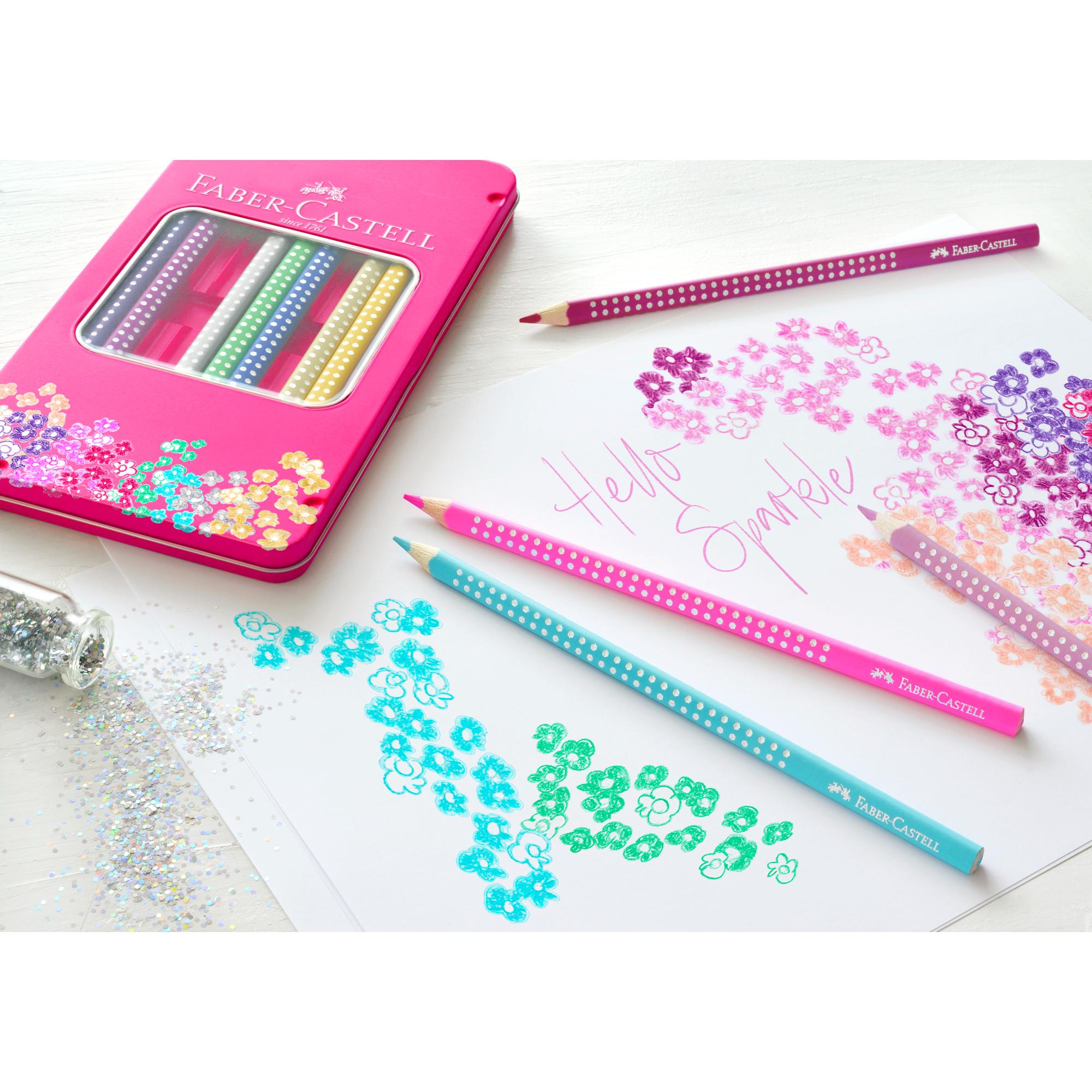 12 Lápices De Colores Sparkle + Estuche Faber-Castell