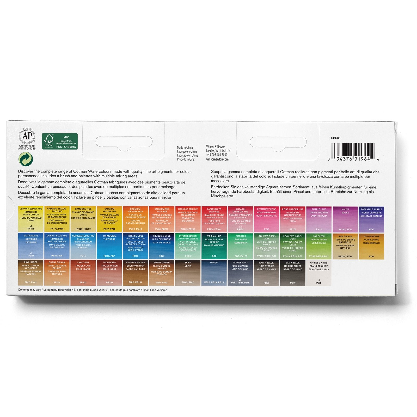 Set Acuarelas Cotman Winsor & Newton 45 Medio Godet