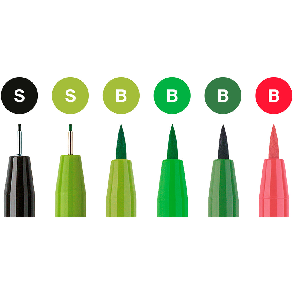 Marcador Lettering Tonos Verdes Faber-Castell x6 uds.