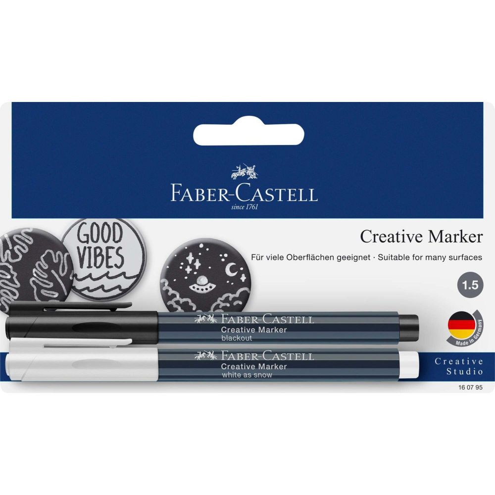 Marcador Blanco + Negro Faber-Castell 2 uds.