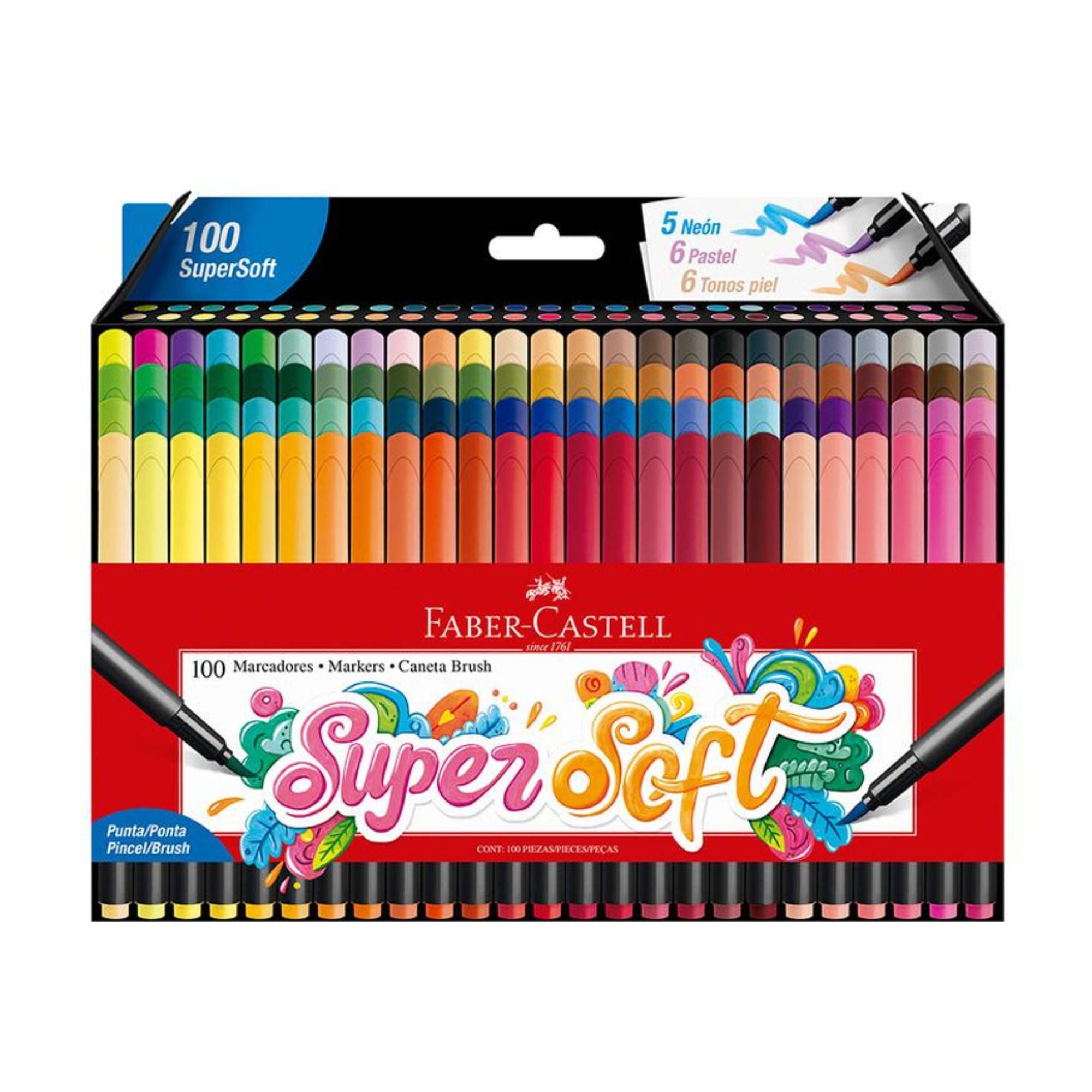 Marcadores Super Soft Faber Castell Estuche Cartón 100 Un